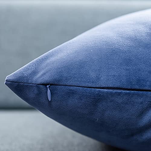 JUSPURBET Blue Velvet Throw Pillow Covers 20x20 inch Set of 2 for Living Room Couch Sofa Bedroom Decorative Square Solid Soft Cushion Cases with Invisible Zipper - Image 5
