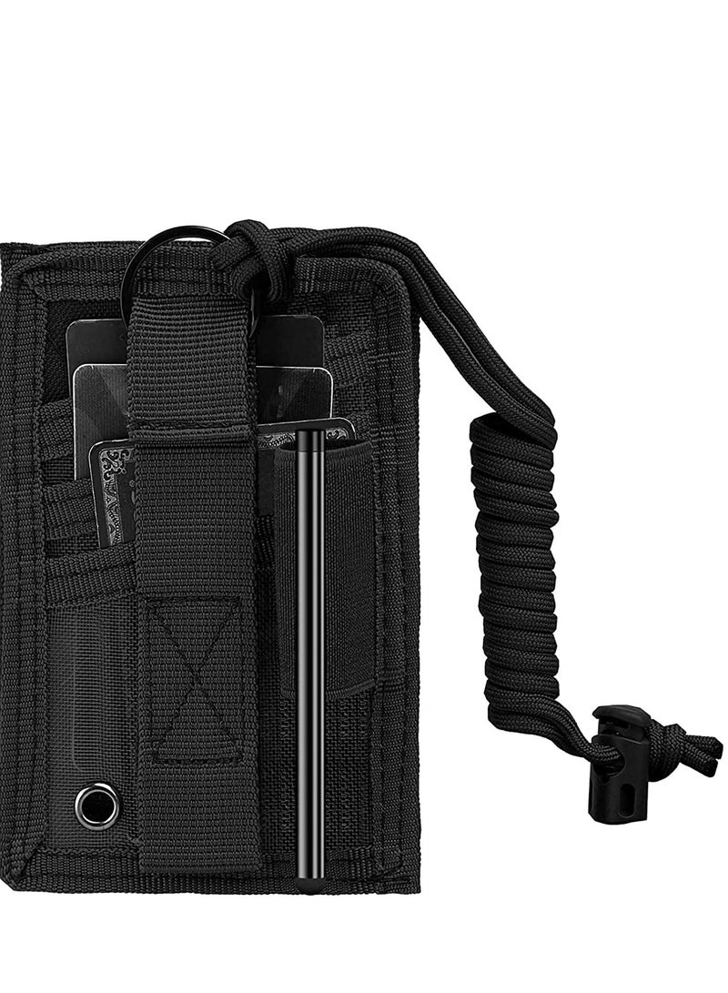 Excefore Tactical ID Card Holder Hook Loop Patch Badge Detachable Quick Rip-Away with Key Ring and Adjustable Neck Lanyard  - Image 1
