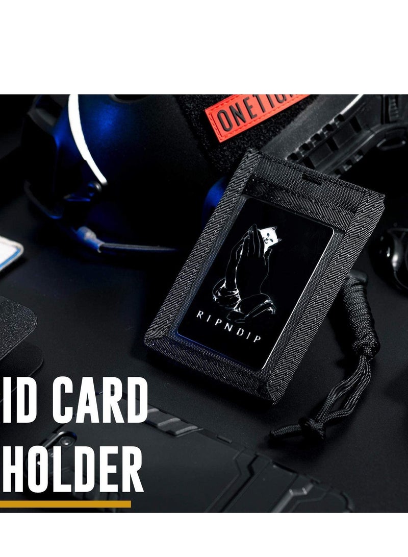 Excefore Tactical ID Card Holder Hook Loop Patch Badge Detachable Quick Rip-Away with Key Ring and Adjustable Neck Lanyard  - Image 2