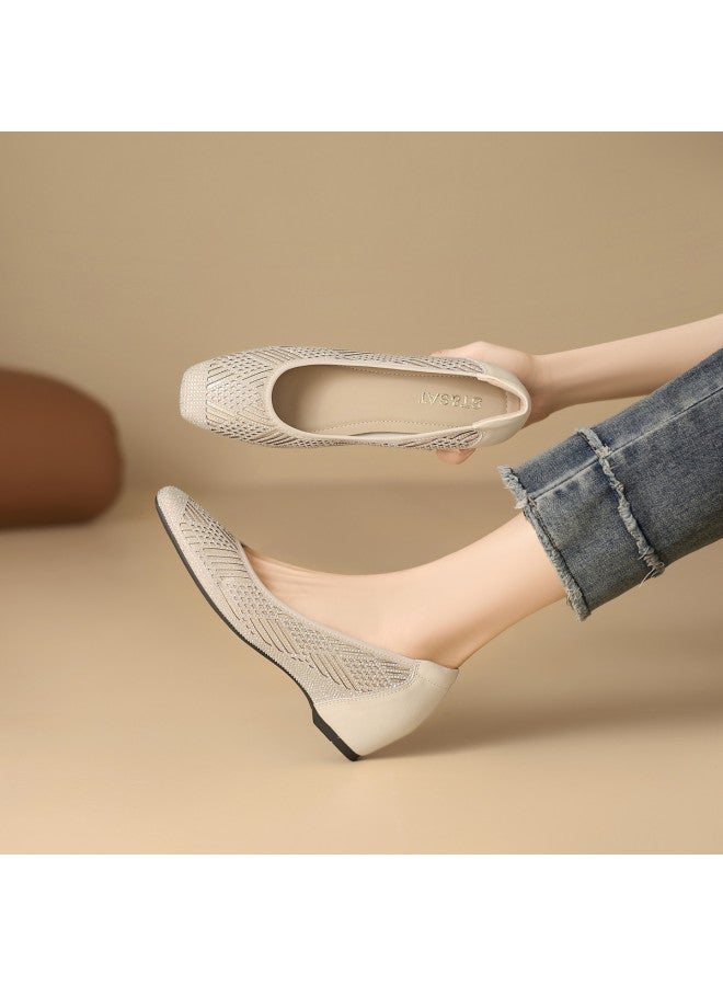 St&Sat French-style Square-toe Crystal Shallow Opening Women's Single Shoes With Inner Height Increase, Breathable, Fashionable Business Commuting Shoes, Wedding Shoes - Image 3