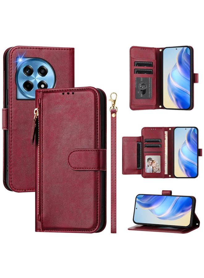 The Bros Case For OnePlus 12 Global Multi-Card Slots Zipper Wallet Leather Phone Case 