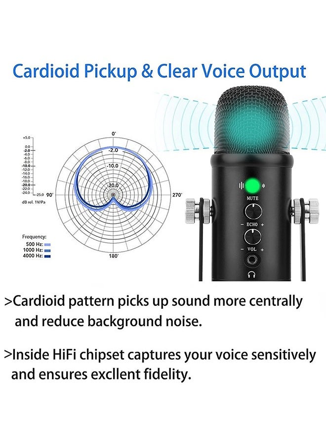 LENND - USB Condenser Microphone Compatible with PC/MAC/Ps4/iPhone/iPad/Android,Computer Mic with Noise Cancelling & Reverb, Studio Microphone for Voice and Music Recording,Podcasting,Streaming,Gaming - Image 1