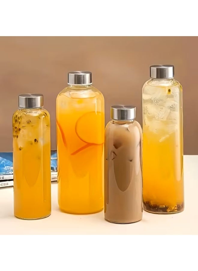 زجاجة من زجاج البوروسيليكات الخالي من مادة BPA مع غطاء من الفولاذ المقاوم للصدأ، سعة 500 مل، عبوة من 6 قطع - Image 3