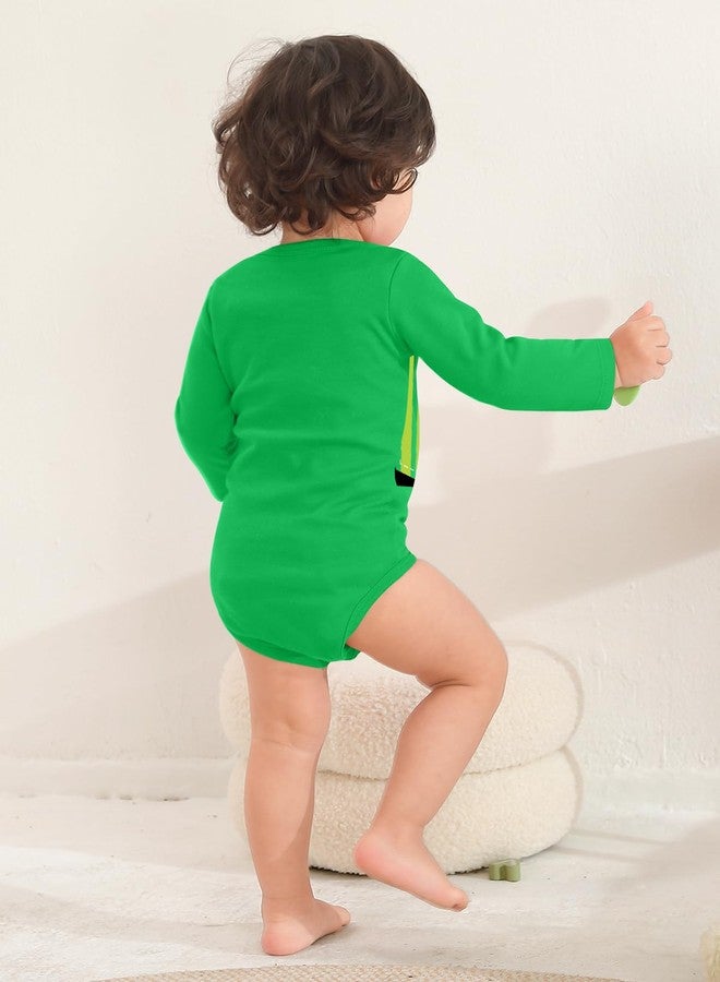 BesserBay St Patty Baby Boys Shamrock 100% Cotton Long Sleeve Jumpsuit Gnomes Cute Bodysuit Green 3-6 Months - Image 5