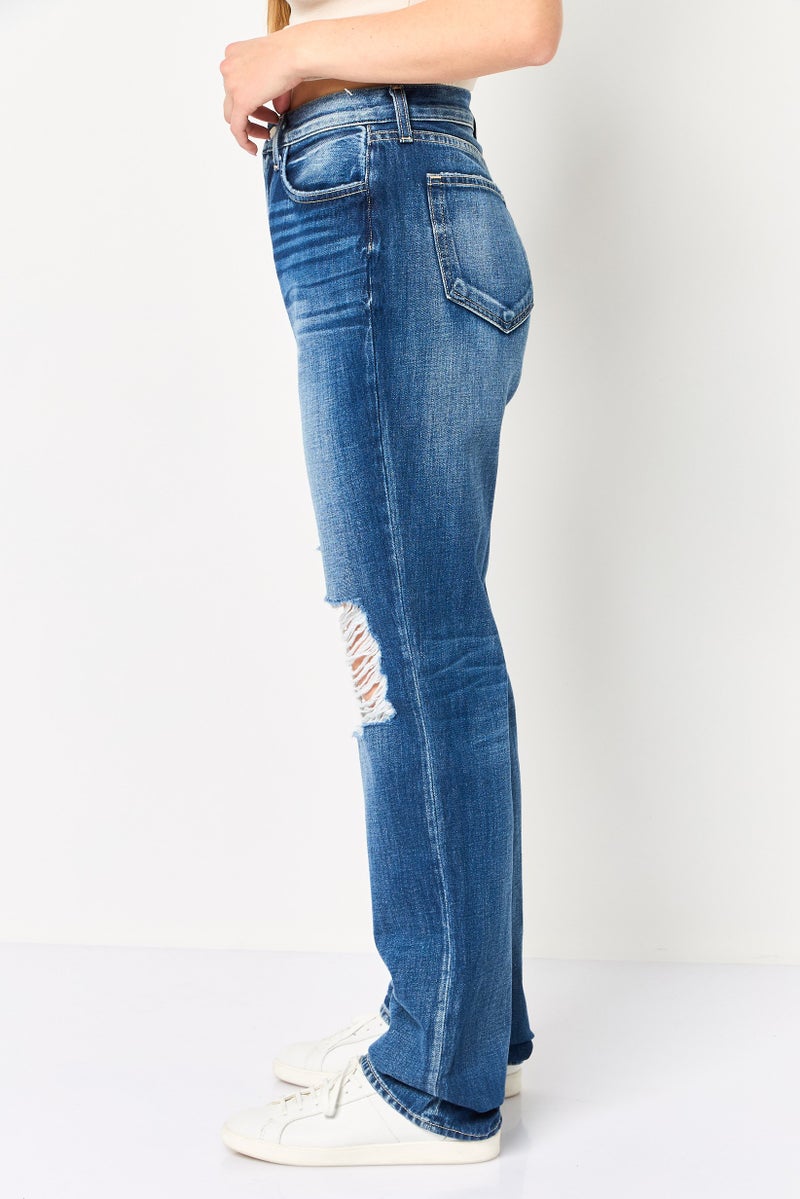 L'agence Women Regular Fit Ripped Non-Stretch Denim jeans, Blue - Image 3