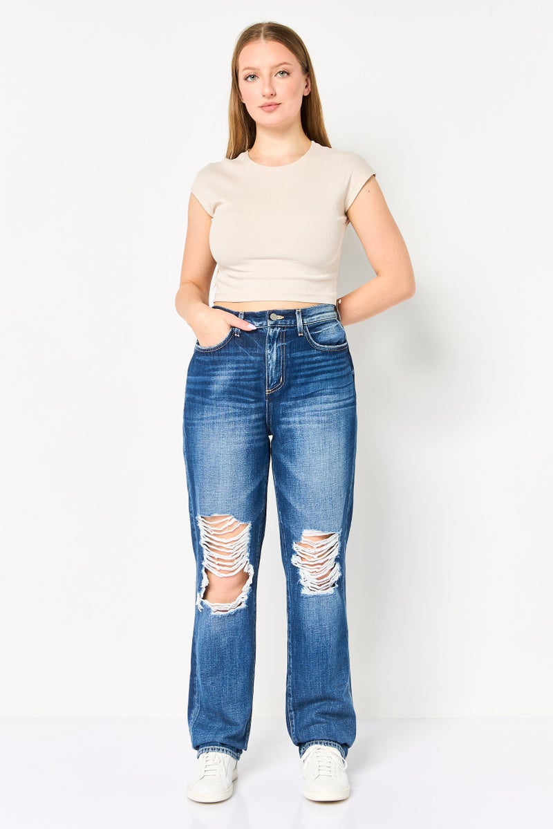 L'agence Women Regular Fit Ripped Non-Stretch Denim jeans, Blue - Image 2