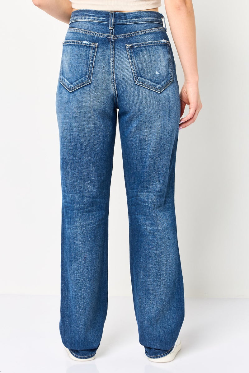 L'agence Women Regular Fit Ripped Non-Stretch Denim jeans, Blue - Image 4