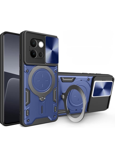 Case for Vivo V40 Lite / V30e (4/5G),Magnetic Armor Anti-fall Phone Case with Sliding Window Lens Protection & 360° Rotatable Stand,Anti-fingerprint Protective Back Cover