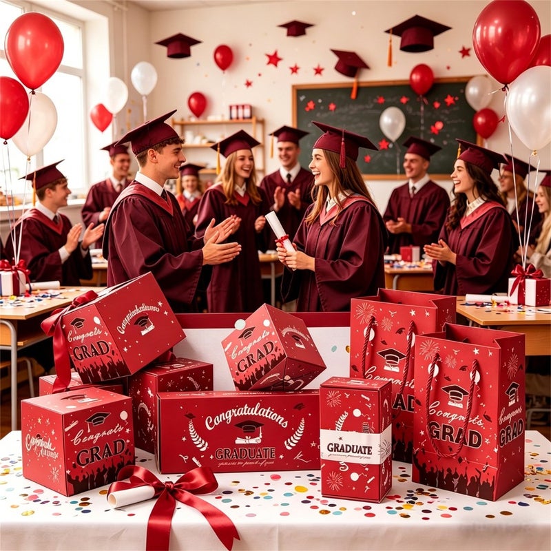 Automatic Pop Up Gift Box: Red Graduation Season, Immediate Party Fun, Ready-to-use Diy Kit - Unforgettable Interactive Cash Experience, Graduation Surprise Box for High School College Graduates, Part - Image 2