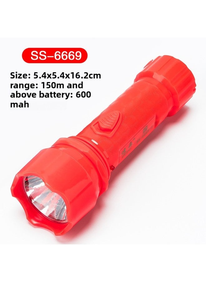 Flashlight Red Wedding Festive Home Led Rechargeable Strong Light Hand-held Mini Small Manufacturers Wholesale-Color:6661 Red 13cm (type)  - Image 3