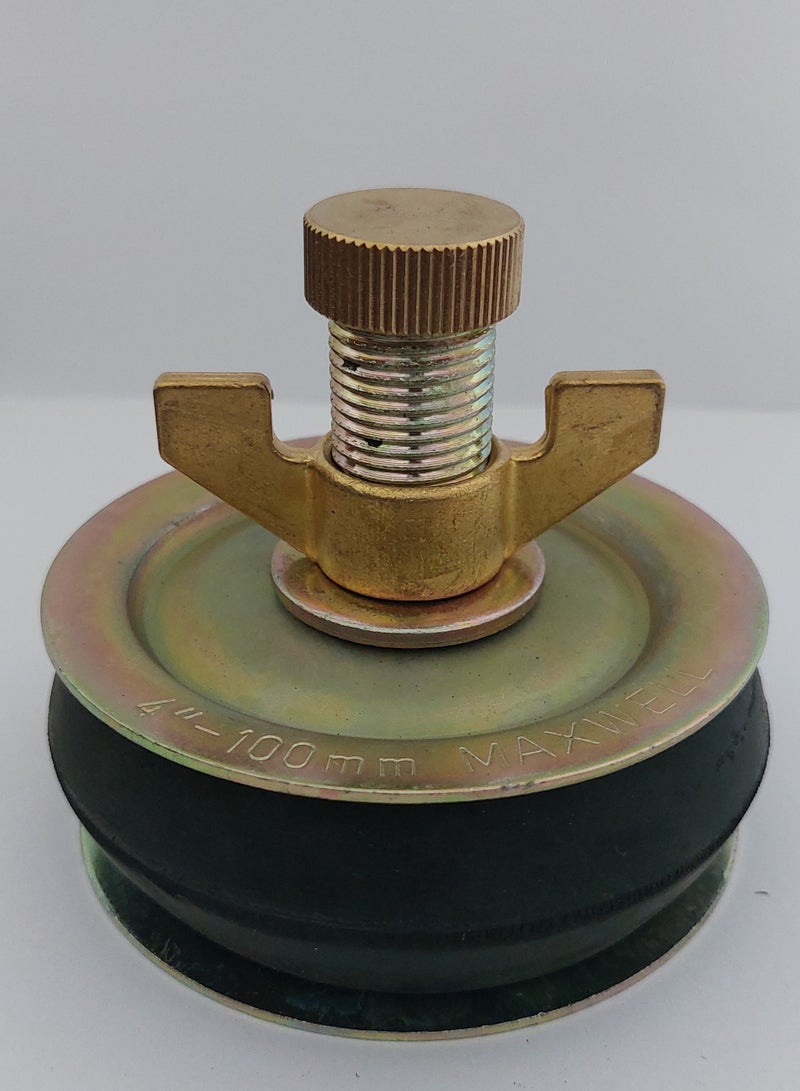 MAXWELL DRAIN TEST PLUG 4 INCH (100 MM) WITH BRASS CAP AND BRASS WING NUT - Image 3