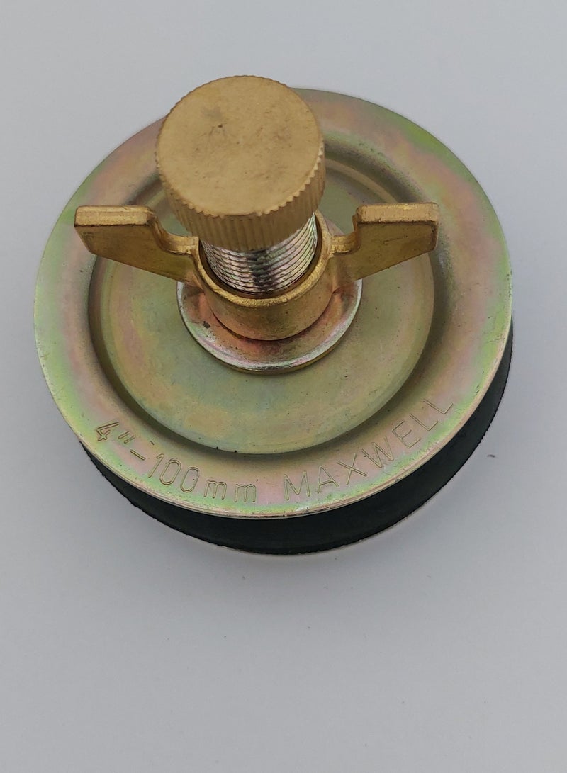 MAXWELL DRAIN TEST PLUG 4 INCH (100 MM) WITH BRASS CAP AND BRASS WING NUT - Image 2