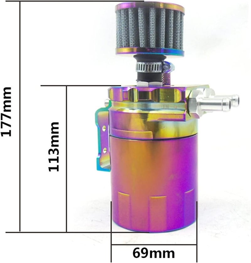 Wivplex Baffled Aluminum Oil Catch Can with Air Filter - 300ML - Image 2