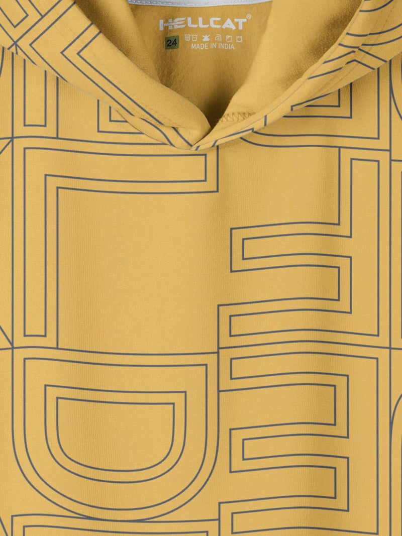 HELLCAT Trendy Printed Cotton Blend Hoodie Sweatshirt for Boys_Yellow_15-16 Years - Image 4