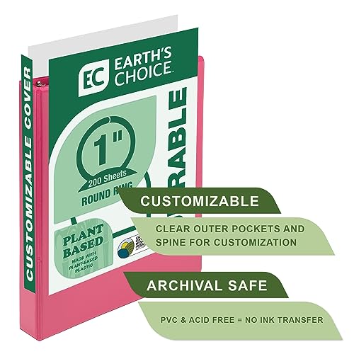 Samsill Plant-Based 1 Inch Durable Round Ring, Made in USA, View Binder, Eco-Friendly, USDA Certified Biobased, 2 Pack, Berry Pink - Image 3