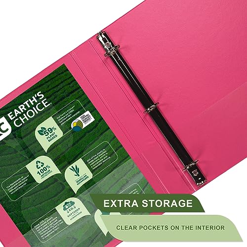 Samsill Plant-Based 1 Inch Durable Round Ring, Made in USA, View Binder, Eco-Friendly, USDA Certified Biobased, 2 Pack, Berry Pink - Image 4
