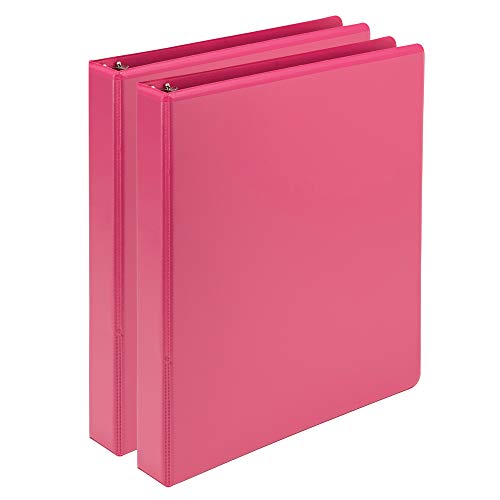 Samsill Plant-Based 1 Inch Durable Round Ring, Made in USA, View Binder, Eco-Friendly, USDA Certified Biobased, 2 Pack, Berry Pink - Image 1