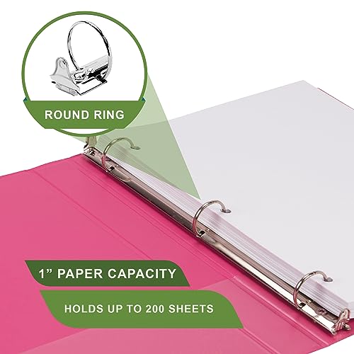 Samsill Plant-Based 1 Inch Durable Round Ring, Made in USA, View Binder, Eco-Friendly, USDA Certified Biobased, 2 Pack, Berry Pink - Image 5