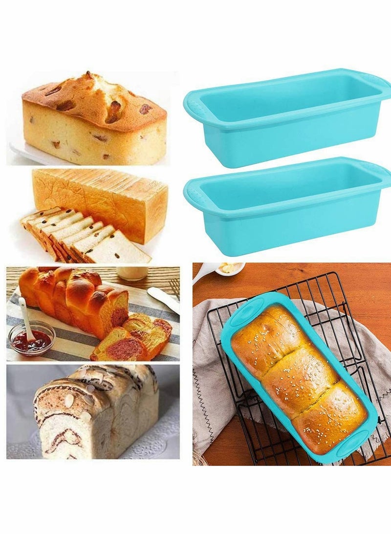 قالب خبز سيليكون علبة كعك قالب سيليكون DIY لوح خبز غير لاصق أدوات الخبز صينية فرن مستطيلة للكعك والخبز ولحم الخبز والفطائر والفطائر والبيتزا وكويش والكعك المنزلي، 2 القطع - Image 2