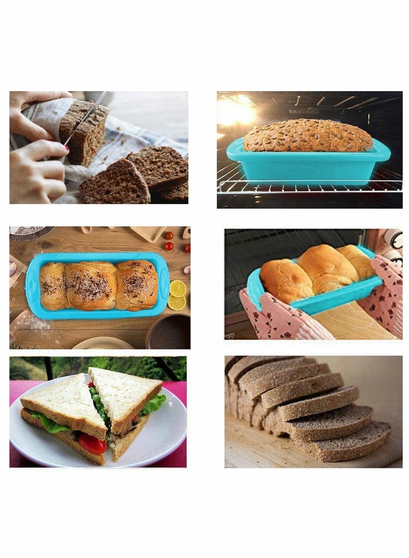 قالب خبز سيليكون علبة كعك قالب سيليكون DIY لوح خبز غير لاصق أدوات الخبز صينية فرن مستطيلة للكعك والخبز ولحم الخبز والفطائر والفطائر والبيتزا وكويش والكعك المنزلي، 2 القطع - Image 3