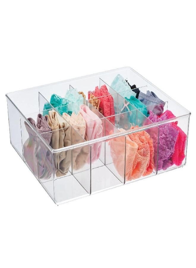 mDesign mDesign Plastic 12 Compartment Divided Drawer and Closet Storage Bin - Organizer for Scarves, Socks, Ties Bras, and Underwear - Dress Drawer Organizer, Shelf Organization - Lumiere Collection - Clear  - Image 1