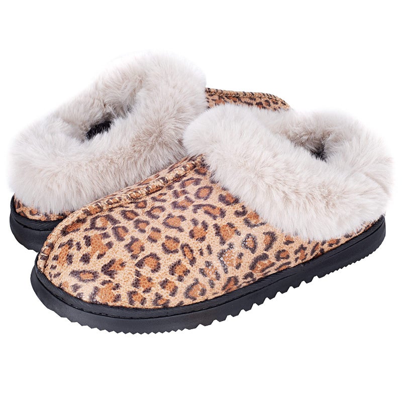 UBXRIN Womens Fuzzy Memory Foam Slippers Boots Cozy Faux Fur House Shoes Indoor Outdoor Rubber Sole Anti-Skid,Cheetah US7-8 - Image 4