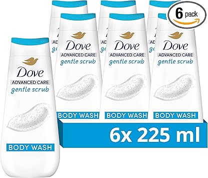 Dove غسول الجسم دوف أدفانسد كير مع مقشر لطيف جل استحمام مع معادن مقشرة لبشرة ناعمة كالكريم 6x 225 مل - Image 1