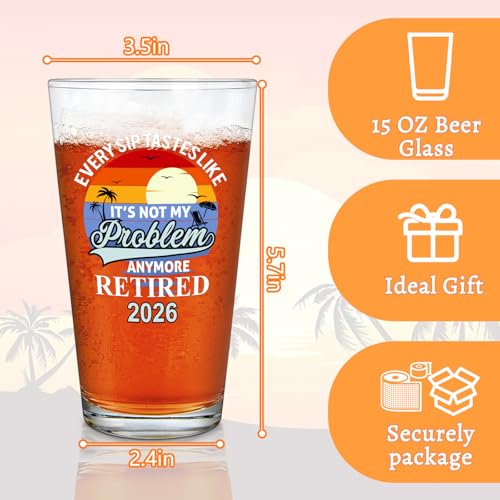 Futtumy Retirement Gifts for Men 2026, Every Sip Tastes Like It's Not My Problem Anymore Retired 2026 Beer Glass for Men, Funny Retirement Gift for Him, Mens Retired Gifts - Image 5