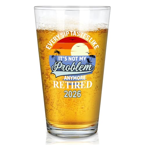 Futtumy Retirement Gifts for Men 2026, Every Sip Tastes Like It's Not My Problem Anymore Retired 2026 Beer Glass for Men, Funny Retirement Gift for Him, Mens Retired Gifts - Image 1