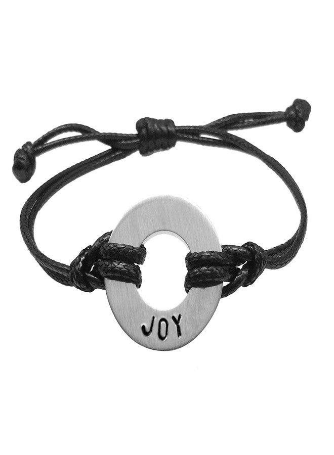 JUCARA Hand Stamp Washer Word Bracelet Handmade Inspirational Word Bracelets Word Bracelet for Women Men (JOY) - Image 1