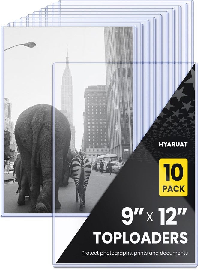 HYARUAT 9x12 Toploader - واقيات شفافة شبه صلبة من مادة PVC، أكمام بلاستيكية صلبة للصور والملصقات والمستندات والمطبوعات (عبوة من 10 قطع) - Image 1