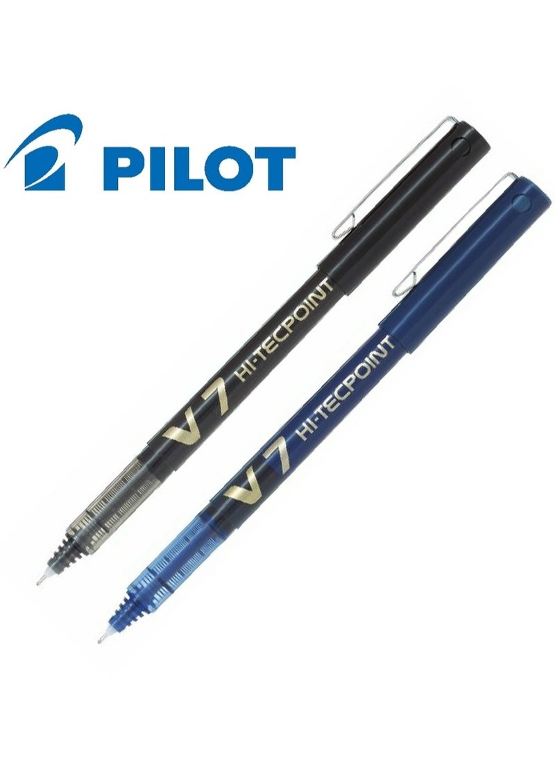 PILOT Pilot - V7 Hi-Tecpoint pure liquid ink Pack of 2 Pens (Black, Blue)  - Image 1