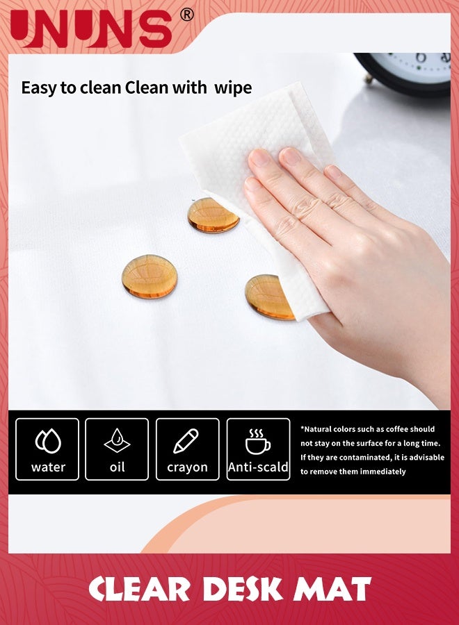 UNUNS Clear Desk Mat,Non-Slip PVC Clear Desk Pad,Desk Protector Mat with Round Edge,Heat Resistant Waterproof Clear Desk Writing Mat Desk Table Protector for Home and Office,40x100cm - Image 2