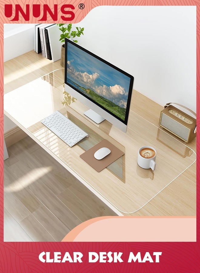 UNUNS Clear Desk Mat,Non-Slip PVC Clear Desk Pad,Desk Protector Mat with Round Edge,Heat Resistant Waterproof Clear Desk Writing Mat Desk Table Protector for Home and Office,40x100cm - Image 1