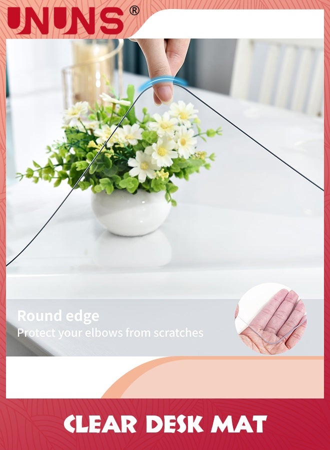 UNUNS Clear Desk Mat,Non-Slip PVC Clear Desk Pad,Desk Protector Mat with Round Edge,Heat Resistant Waterproof Clear Desk Writing Mat Desk Table Protector for Home and Office,40x100cm - Image 4