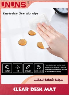 UNUNS Clear Desk Mat,Non-Slip PVC Clear Desk Pad,Desk Protector Mat with Round Edge,Heat Resistant Waterproof Clear Desk Writing Mat Desk Table Protector for Home and Office,40x100cm  - Image 2