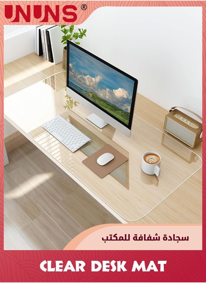 UNUNS Clear Desk Mat,Non-Slip PVC Clear Desk Pad,Desk Protector Mat with Round Edge,Heat Resistant Waterproof Clear Desk Writing Mat Desk Table Protector for Home and Office,40x100cm  - Image 1