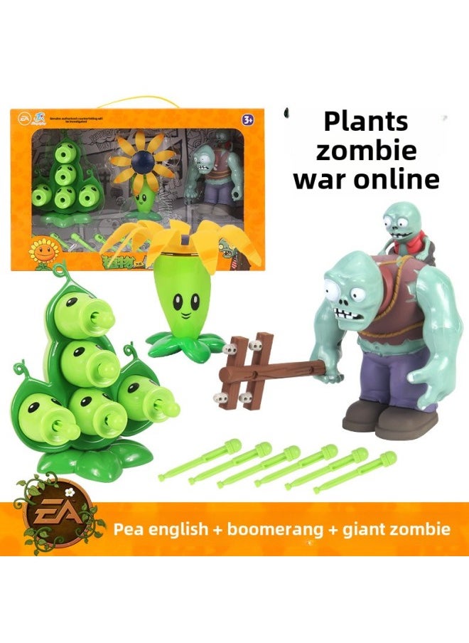 Generic - Soft Silicone Plant Versus Zombie Toys Children's Full Set Cartoon Dolls Bionics Playset From Mainland China Vinyl Plastic-Color:686-52 Pea Pod Combination + Giant Zombie - Image 1