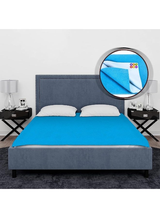 Bey Bee BeyBee Cotton Quickly Dry Sheet for Baby Large Size Double Bed (Firoza, Double Bed Size- 200cm x 260cm) - Image 1