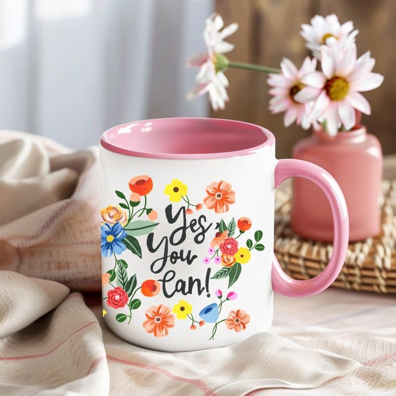 The Spring Palette (TSP) Yes You Can Coffee Mug by The Spring Palette Coffee Mug for Gift Handpainted Designs 330 ml Ceramic Mug 1 Pc  - Image 2