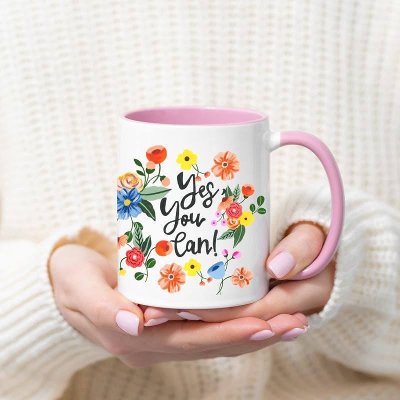 The Spring Palette (TSP) Yes You Can Coffee Mug by The Spring Palette Coffee Mug for Gift Handpainted Designs 330 ml Ceramic Mug 1 Pc  - Image 3