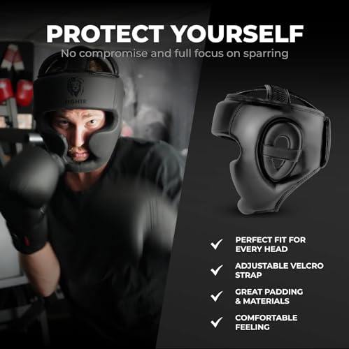FIGHTR® Boxing Headgear with Best fit | Boxing Helmet Guard for Sparring | Adjustable Size for Boxing, MMA, Muay Thai, Kickboxing & Martial Arts, S/M, All Black - Image 4