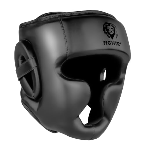 FIGHTR® Boxing Headgear with Best fit | Boxing Helmet Guard for Sparring | Adjustable Size for Boxing, MMA, Muay Thai, Kickboxing & Martial Arts, S/M, All Black - Image 1