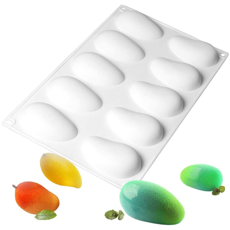 OCPO KITCHEN Mango Silicone Mold for Baking Mousse Cake, Fruit French Dessert, Pastry, Chocolate, Ice Cream, Cake Decoration Mold, 3D Mango Shape (10-Cavity) - Image 1