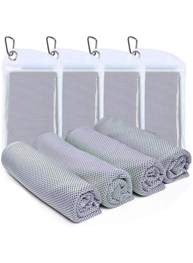 هوكور مناشف تبريد من هوكور من 4 قطع (40 انش × 12 انش)، منشفة باردة من المايكروفايبر ناعمة وجيدة التهوية لليوغا والرياضة وصالة الالعاب الرياضية والتخييم والجري واللياقة البدنية والتمارين والمزيد من الانشطة - Image 1