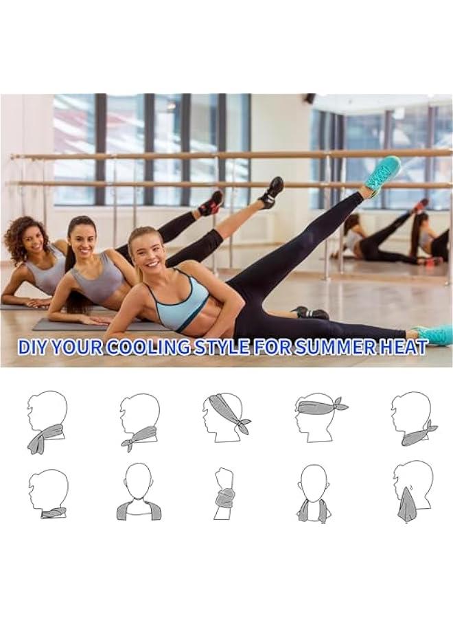 هوكور مناشف تبريد من هوكور من 4 قطع (40 انش × 12 انش)، منشفة باردة من المايكروفايبر ناعمة وجيدة التهوية لليوغا والرياضة وصالة الالعاب الرياضية والتخييم والجري واللياقة البدنية والتمارين والمزيد من الانشطة - Image 3
