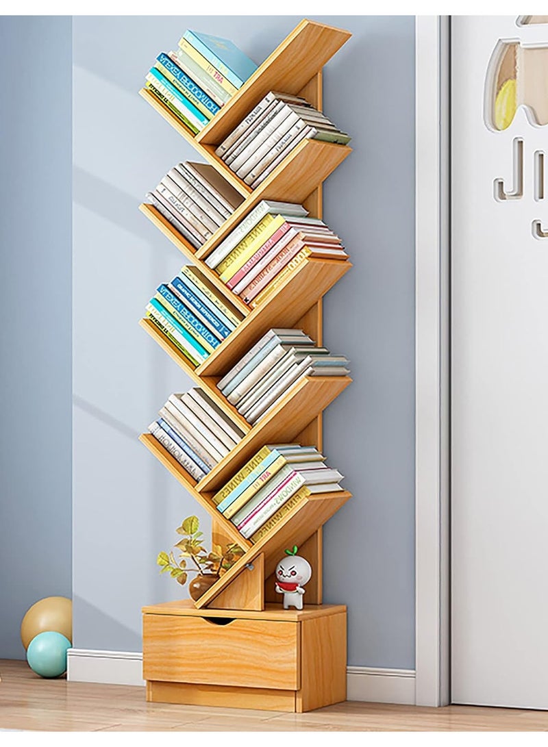 DubaiGallery 8-Shelf Bookshelf,Tree Bookcase with Storage Box,Wood Bookshelves Storage Rack,MDF Tree Book Shelf Display Organizer for Books,Magazines,CDs and Photo Album Holds - Image 2