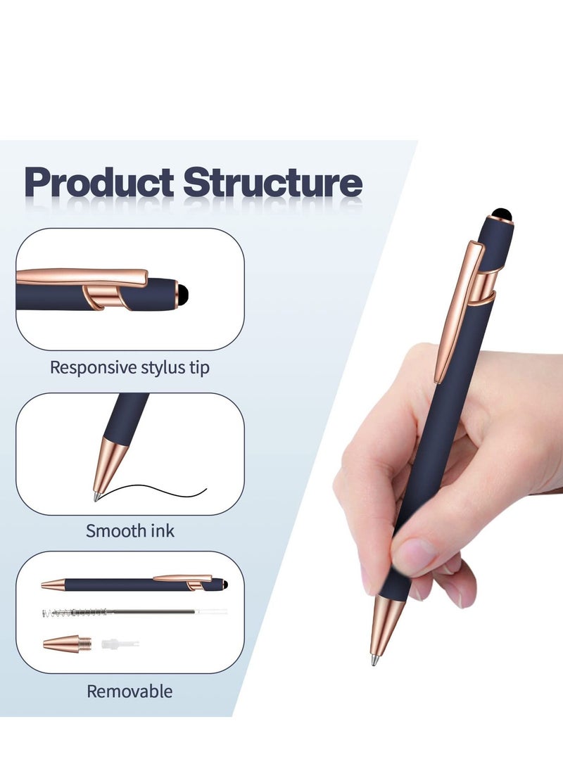 Y&D Ballpoint Pen with Stylus Tip, 8 Pieces Black Ink Metal for Touch Screens Office School Stationery Supplies Tablets and More (Red, Green, Navy, Black)  - Image 5