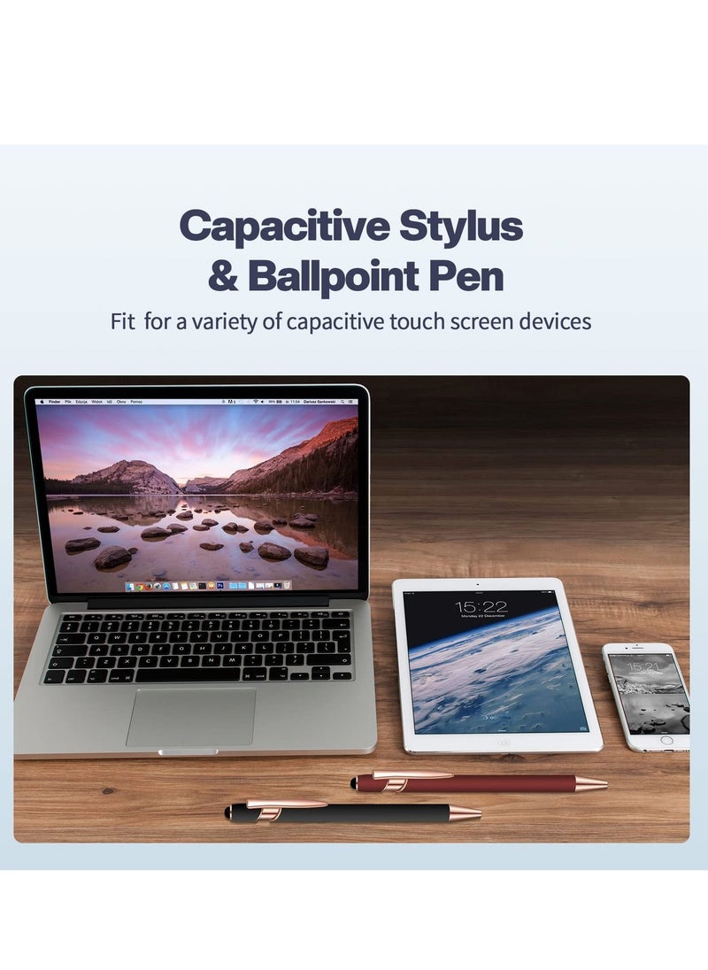 Y&D Ballpoint Pen with Stylus Tip, 8 Pieces Black Ink Metal for Touch Screens Office School Stationery Supplies Tablets and More (Red, Green, Navy, Black)  - Image 4