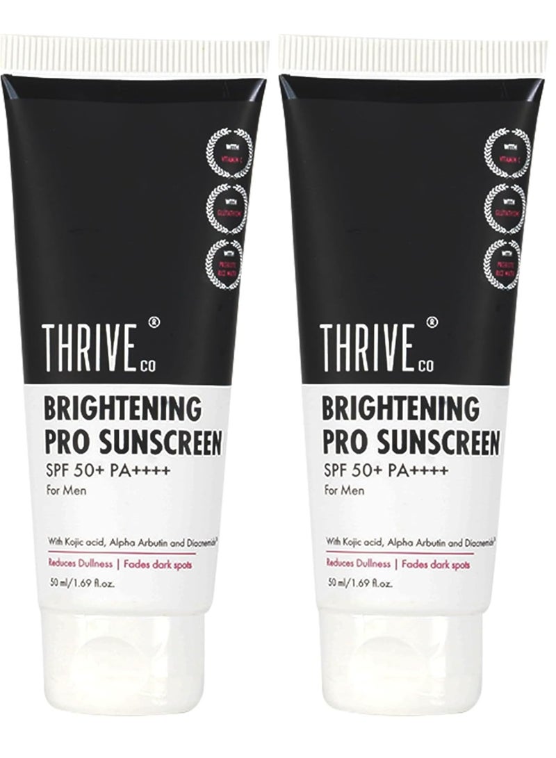 ThriveCo Brightening Pro Sunscreen for Men | SPF 50+ Pa++++ | Zero White Cast | Kojic acid, Vitamin C & Diacnemide™ | Non-sticky & Anti-Ageing | Boosts Collagen, Fades Dark Spots & Wrinkles | 50ml ( Pack of 2) - Image 3